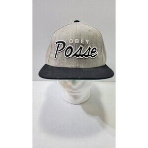 Men's OBEY POSSE SNAPBACK HAT Cap - Heather Grey / Black